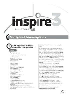 Méthode de français b1 3 corrigés et transcriptions f