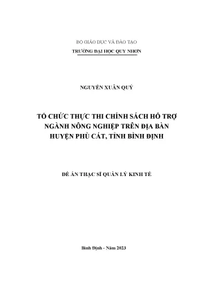 Tổ chức thực thi chính sách hỗ trợ ngành nông nghiệp trên địa bàn huyện phù cát tỉnh bình định