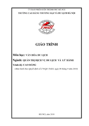 Giáo trình văn hóa du lịch ngành quản trị dịch vụ du lịch và lữ hành trình độ cao đẳng