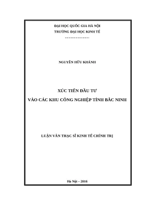 Luận văn xúc tiến đầu tư vào các khu công nghiệp tỉnh bắc ninh