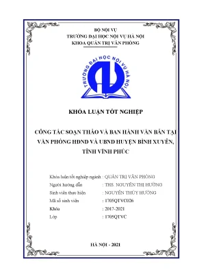 Khoá luận công tác soạn thảo và ban hành văn bản tại văn phòng hđnd và ubnd huyện bình xuyên tỉnh vĩnh phúc
