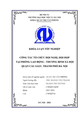 Khoá luận công tác tổ chức hội nghị hội họp tại phòng lao động thương binh xã hội quận cầu giấy thành phố hà nội