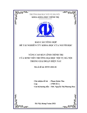 Đề tài nâng cao bản lĩnh chính trị của sinh viên trường đại học nội vụ hà nội trong giai đoạn hiện nay