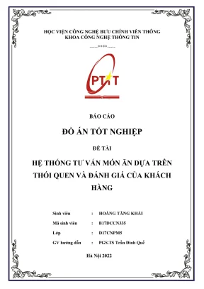 Hệ thống tư vấn món ăn dựa trên thói quen và đánh giá của khách hàng