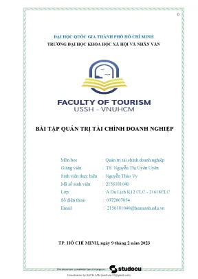 Bài tập quản trị tài chính doanh nghiệp