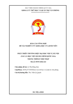 Đề tài xây dựng thương hiệu khoa lưu trữ học và quản trị văn phòng học viện hành chính quốc gia đối với sinh viên