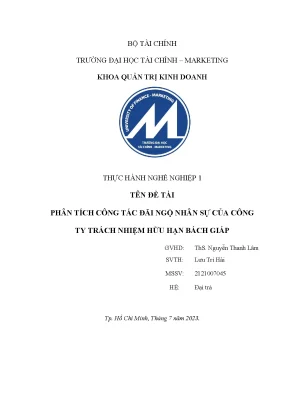 Đề tài phân tích công tác đãi ngộ nhân sự của công ty trách nhiệm hữu hạn bách giáp