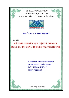 Khoá luận kế toán nguyên vật liệu và công cụ dụng cụ tại công ty tnhh nguyễn huỳnh