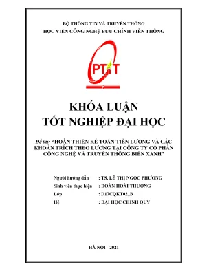 Hoàn thiện kế toán tiền lương và các khoản trích theo lương tại công ty cp công nghệ và truyền thông biển xanh