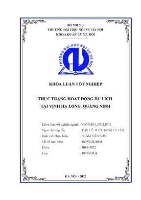 Khoá luận thực trạng hoạt động du lịch tại hạ long quảng ninh