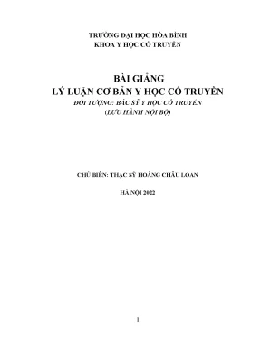 Lý luận cơ bản y học cổ truyển lý luận cơ bản y học cổ truyển