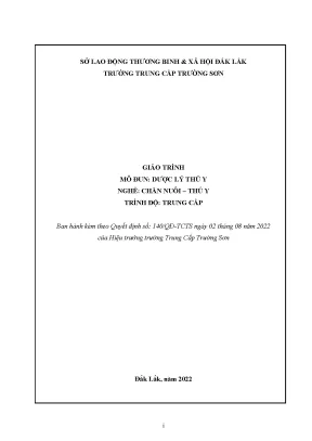Giáo trình dược lý thú y nghề chăn nuôi thú y trung cấp
