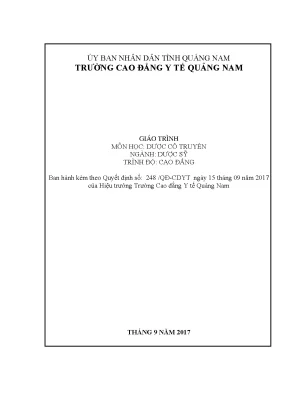 Giáo trình dược cổ truyền nghề dược sĩ cao đẳng trường cao đẳng y tế quảng nam