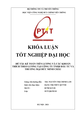 Kế toán tiền lương và các khoản trích theo lương tại công ty tnhh đầu tư và thương mại đức minh châu