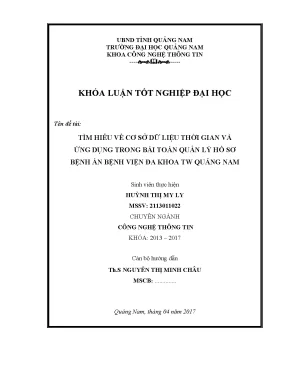 Tìm hiểu về cơ sở dữ liệu thời gian và ứng dụng trong bài toán quản lý hồ sơ bệnh án bệnh viện đa khoa tw quảng nam