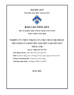 Nghiên cứu thực trạng của việc chuẩn bị cho kỳ thi vstep của sinh viên năm thứ 4 chuyên ngữ tiếng anh