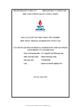 Bài luận giữa kỳ học phần tốt nghiệp xây dựng kế hoạch digital marketing cho sản phẩm cold brew của starbucks