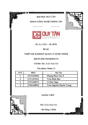 Đồ án cdio se 397h đề tài thiết kế website quản lý dược phẩm kencare pharmacy