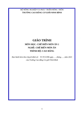 Giáo trình chế biến món ăn 1 nghề chế biến món ăn cao đẳng