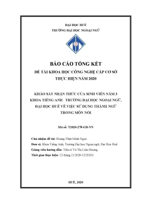 Khảo sát nhận thức của sinh viên năm 3 khoa tiếng anh trường đại học ngoại ngữ đại học huế về việc sử dụng thành ngữ trong môn nói