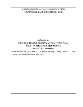 Giáo trình thương phẩm và an toàn thực phẩm nghề kỹ thuật chế biến món ăn cao đẳng