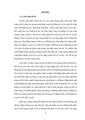 Luận văn ths tác động của tin giả fake news trên mạng xã hội đổi với công chúng việt nam hiện nay