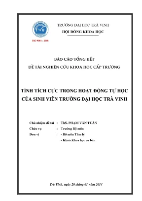 Tính tích cực trong hoạt động tự học của sinh viên trường đại học trà vinh điểm cao