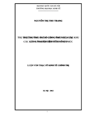Luận văn thị trường nhà ở cho công nhân tại các khu công nghiệp tỉnh vĩnh phúc