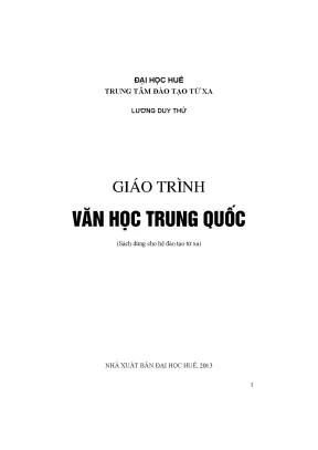 Giáo trình văn học trung quốc dùng cho hệ đào tạo từ xa