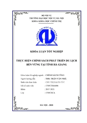Khoá luận thực hiện chính sách phát triển du lịch bền vững tại tỉnh hà giang