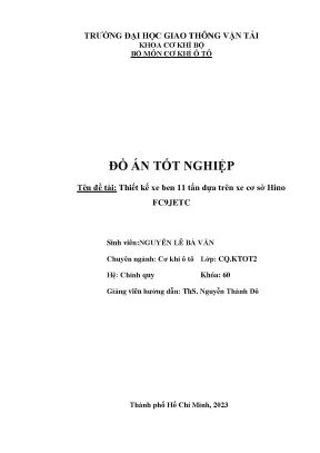 Thiết kế xe ben 11 tấn dựa trên xe cơ sở hino fc9jetc