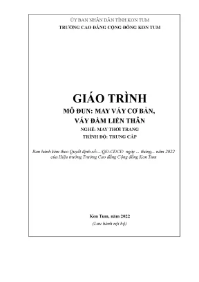 Giáo trình may váy cơ bản váy đầm liền thân nghề may thời trang trung cấp trường cao đẳng cộng đồng kon tum