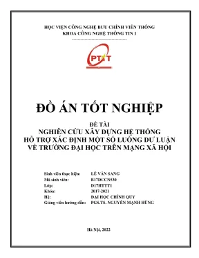 Nghiên cứu xây dựng hệ thống hỗ trợ xác định một số luồng dư luận về trường đại học trên mạng xã hội