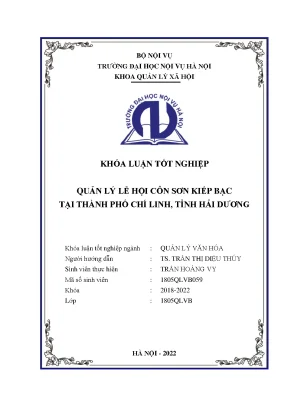 Khoá luận quản lý lễ hội côn sơn kiếp bạc thành phố chí linh tỉnh hải dương