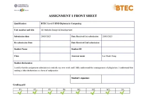 Assignment 1 1633 website design development distinction