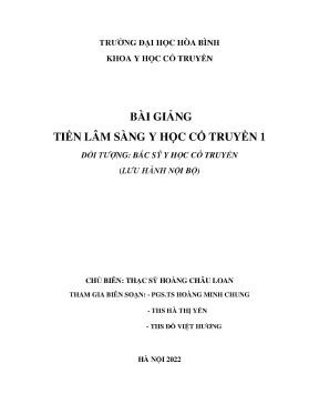 Lý luận cơ bản y học cổ truyển tiền lâm sàng y học cổ truyền 1
