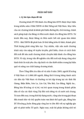 Luận văn ths bch chương trình truyền hình tiếng hmông cho đồng bào dân tộc hmông vùng tây bắc