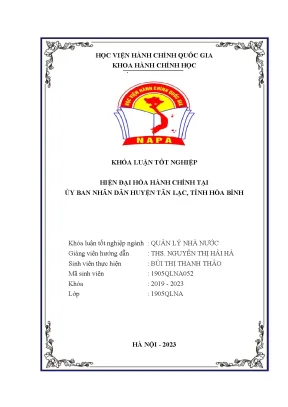 Khoá luận hiện đại hóa hành chính tại ủy ban nhân dân huyện tân lạc tỉnh hòa bình