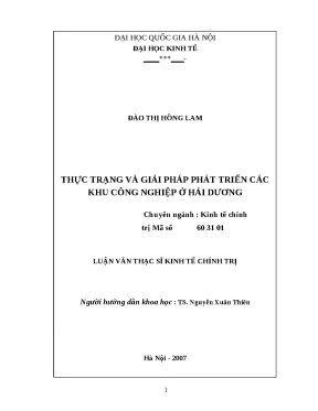 Luận văn thực trạng và giải pháp phát triển các khu công nghiệp tại hải dương