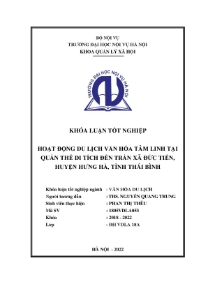 Khoá luận hoạt động du lịch văn hóa tâm linh tại quần thể di tích đền trần tại xã tiến đức huyện hưng hà tỉnh thái bình