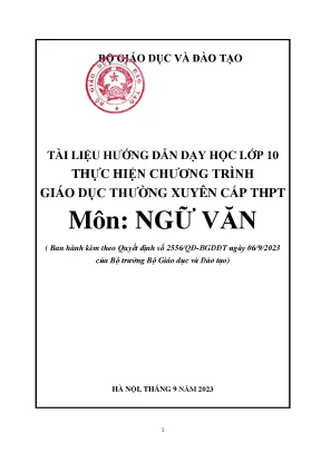 Tài liệu hướng dẫn dạy học lớp 10 thực hiện chương trình giáo dục thường xuyên cấp thpt môn ngữ văn