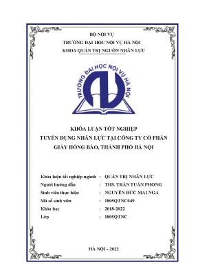 Khoá luận tuyển dụng nhân lực tại công ty cổ phần giày hồng bảo thành phố hà nội