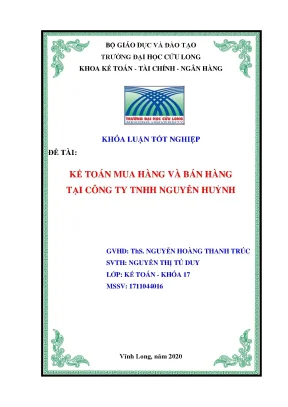 Khoá luận kế toán mua hàng và bán hàng tại công ty tnhh nguyễn huỳnh