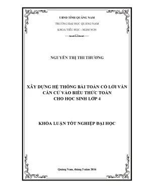 Xây dựng hệ thống bài toán có lời văn căn cứ vào biểu thức toán cho học sinh lớp 4 điểm cao