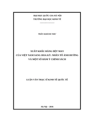 Luận văn xuất khẩu hàng dệt may của việt nam sang hoa kỳ