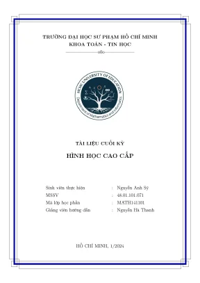 Ôn tập cuối kỳ hình học cao cấp