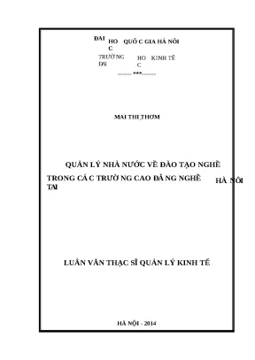 Luận văn quản lý nhà nước về đào tạo nghề trong các trường cao đẳng nghề tại hà nội