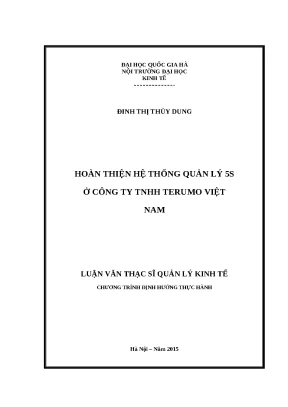 Luận văn hoàn thiện hệ thống quản lý 5s ở công ty tnhh terumo việt nam