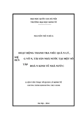 Luận văn hoạt động thanh tra việc quản lý sử dụng vốn tài sản nhà nước tại một số tập đoàn kinh tế nhà nước