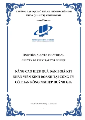Nâng cao hiệu quả đánh giá kpi nhân viên kinh doanh tại công ty cổ phần nông nghiệp huỳnh gia